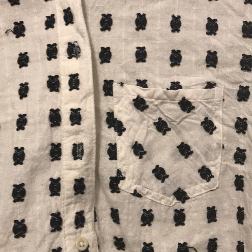 Black Pattern Button Down Pull Over Shirt - image 2